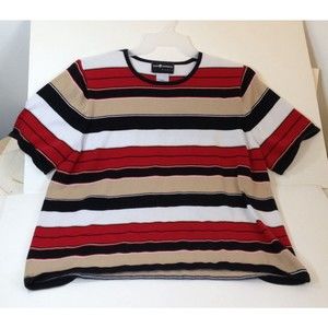 Sag Harbor Womans Knit Sweater Top Size 1X Great Striped Design